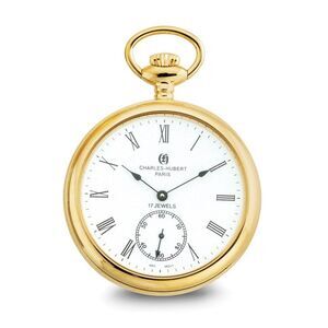 Charles Hubert IP-plated Stainless Open Face 52mm Pocket Watch